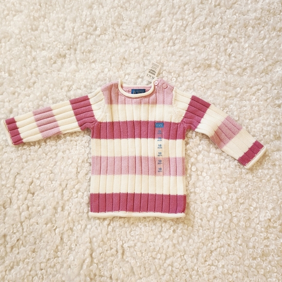 BNWT The Children's Place Cute Pink and White Striped Sweater Bsby 18 Months - Picture 2 of 7
